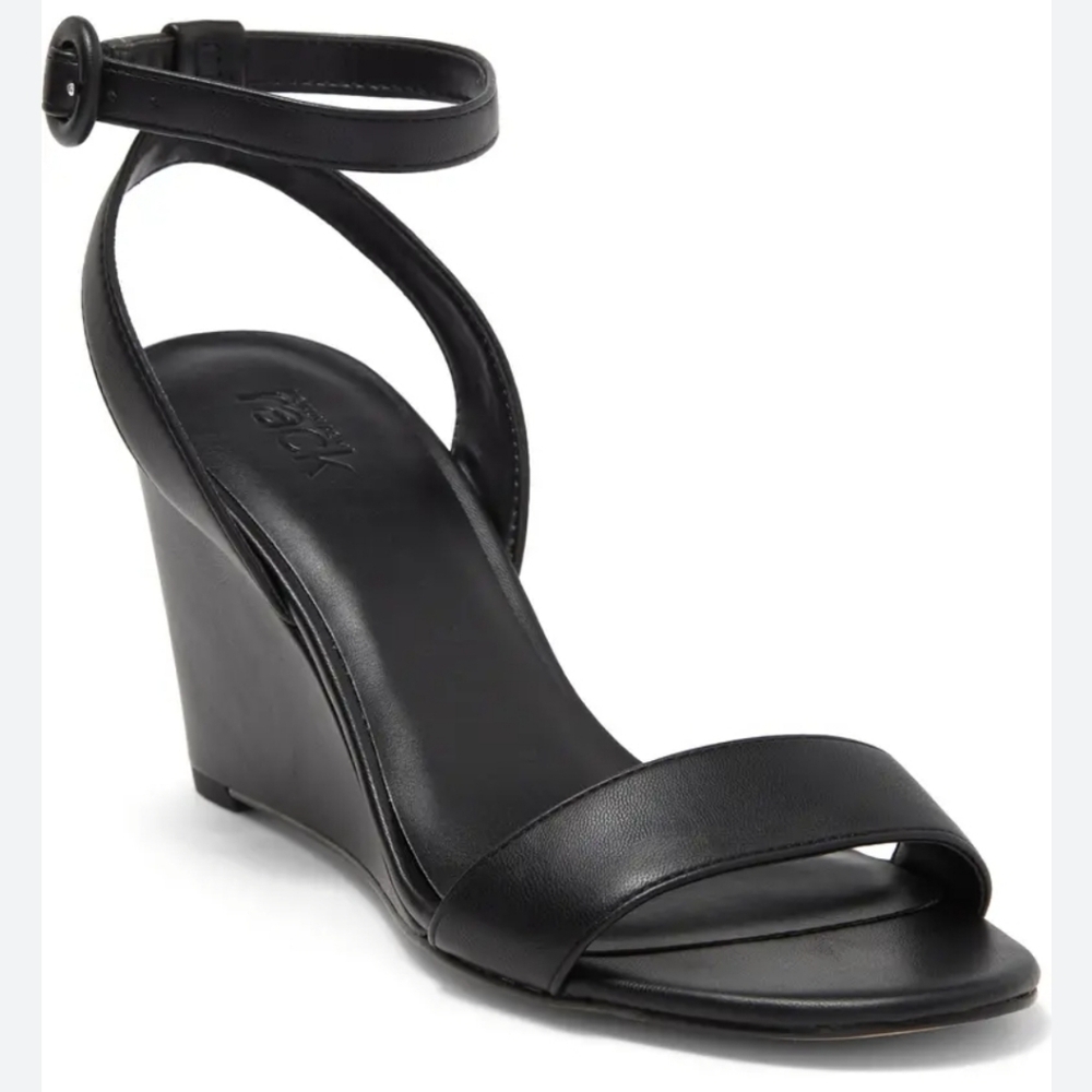 Norstrom Rack Carrie Wedge Black Sandal Sz 13M New